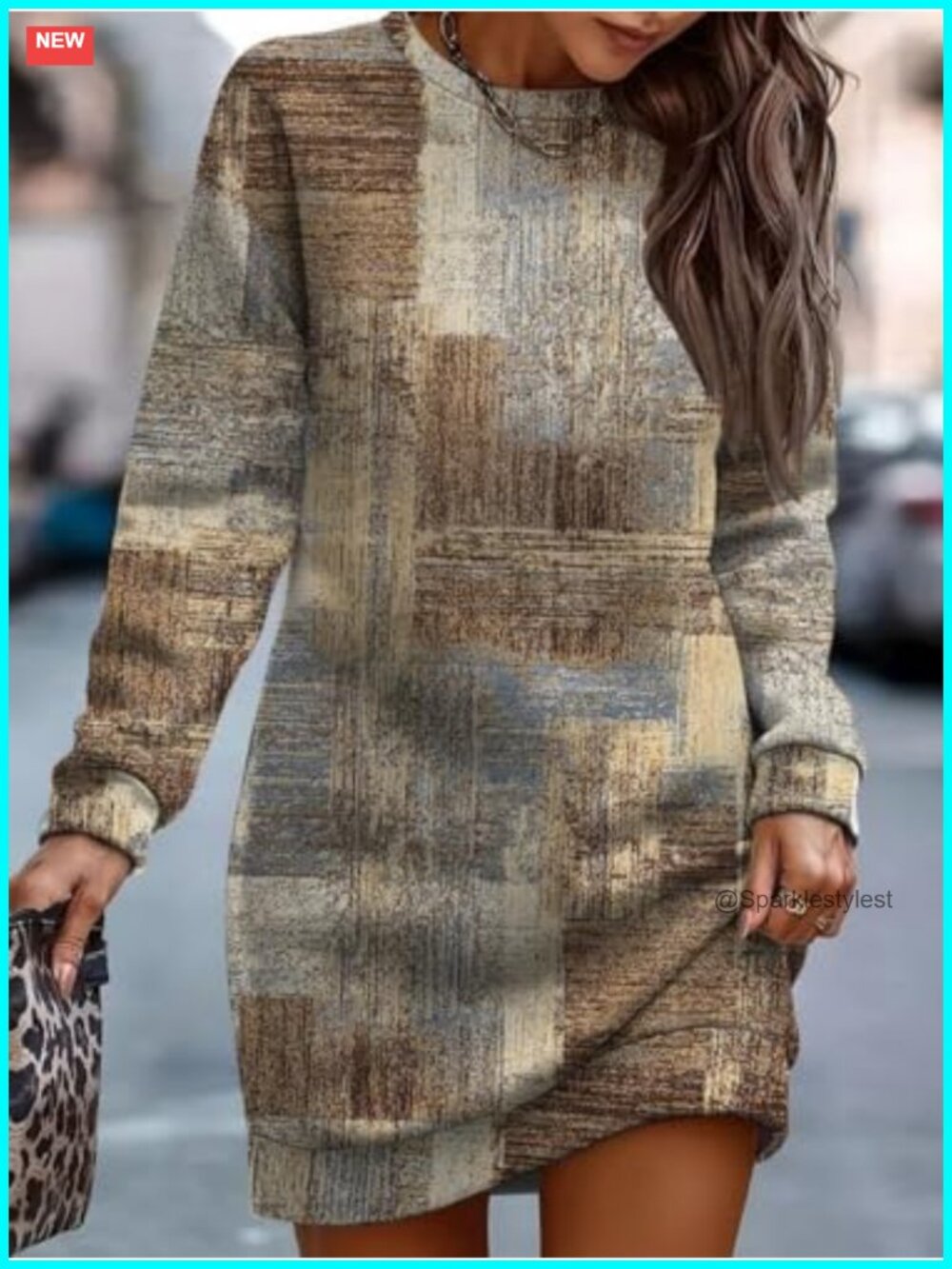 Plaid Print Long Hem Crew Neck Sweatshirt Women's Casual Top